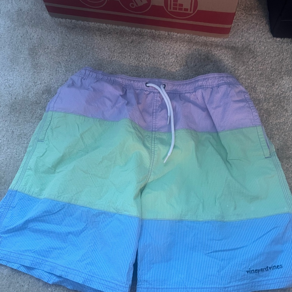 Vineyard Vines Blue and Green Athletic Shorts